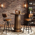 31.5 Inch Bar Table With Metal Ring Footrest Thickened Waterproof Tabletop Easy To Clean