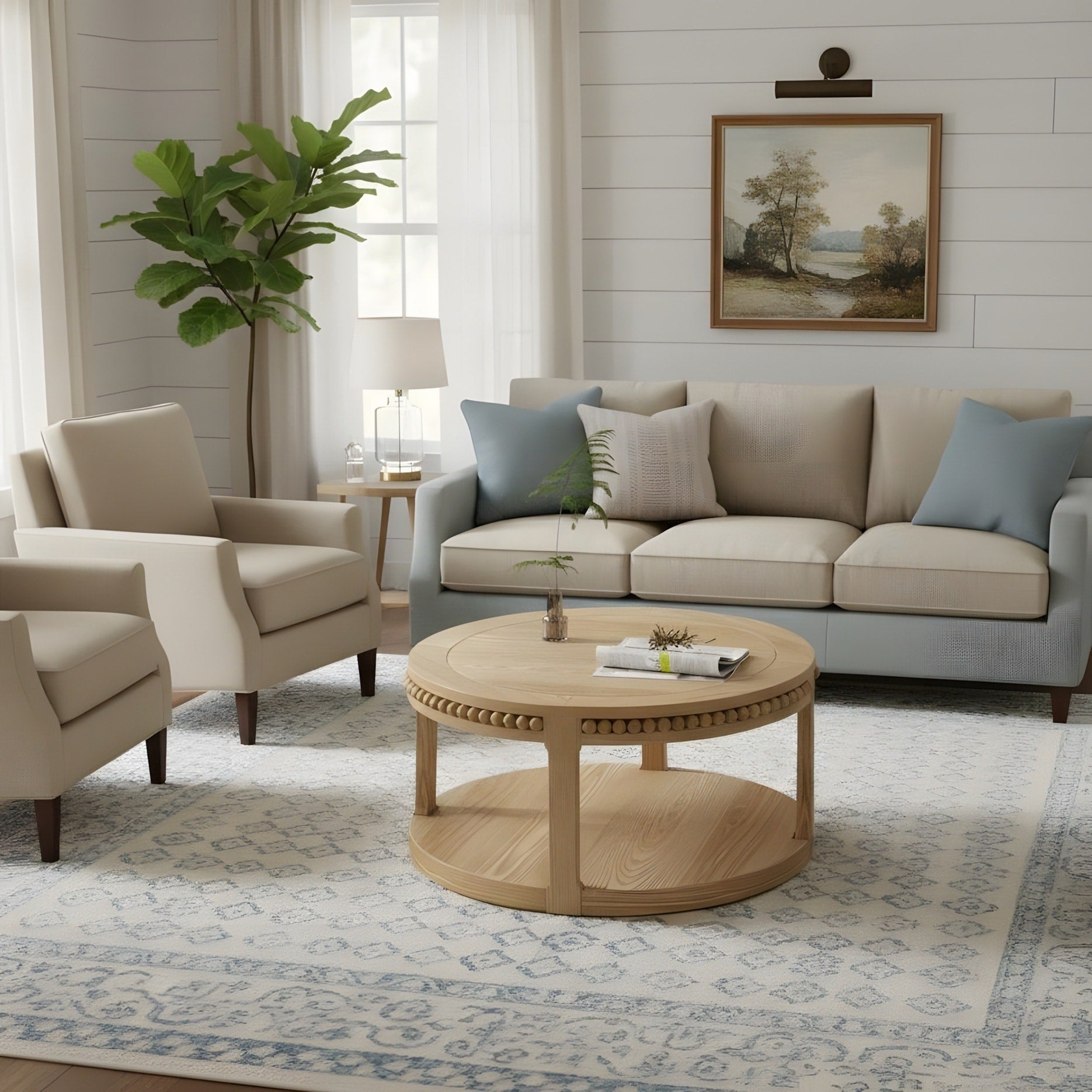31.5 Inch Round Coffee Table For Living Room