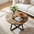 31.5 Inch Round Coffee Table Rustic Industrial Center Tea Table For Small Space By 1Easylife