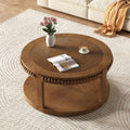31.5 Inch Round Solid Wood Coffee Table For Living Room