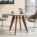 31.5 Inch Small Conference Table Round Solid Wood Home Office Table