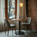 31.5 Inch Solid Wood Round Dining Table Metal Pedestal Base