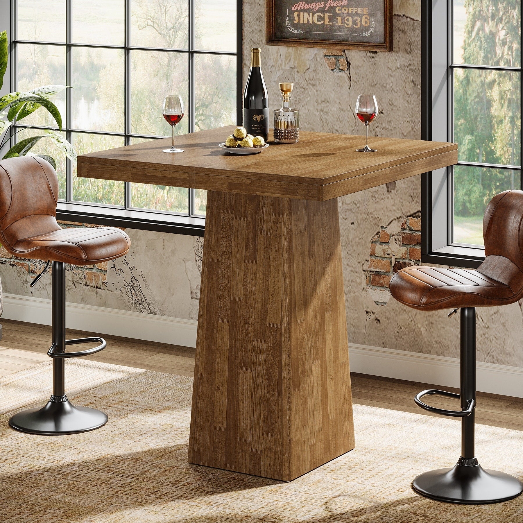 31.5 Inch Square Bar Table Small Kitchen Dining Table 31.5 L X 31.5 W X 39.37 H