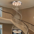 31.5 In. Crystal Chandelier Modern Large Spiral Raindrop Chandeliers Flush Mount Chandelier For High Ceiling Entryway Foyer