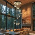 31.5 In. Modern Foyer Chandeliers For High Ceiling Large Raindrop Crystal Chandelier Ceiling Light For Entryway Living Room