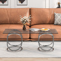31.50 Modern Rectangle Glass Coffee Table With Ring Shaped Frames