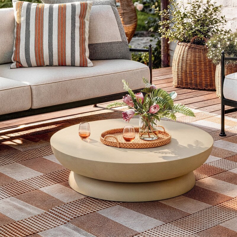 31.5 Low Profile Round Concrete Coffee Table Indoor Outdoor Use