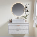 31.5 Multi Layer Solid Wood Water Resistant Wall Mounted Bathroom Vanity With Ceramic Sink Soft Close Drawers And Handles