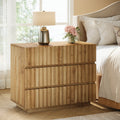 31.5 Oversized Solid Wood Nightstand Farmhouse Fluted Night Stand