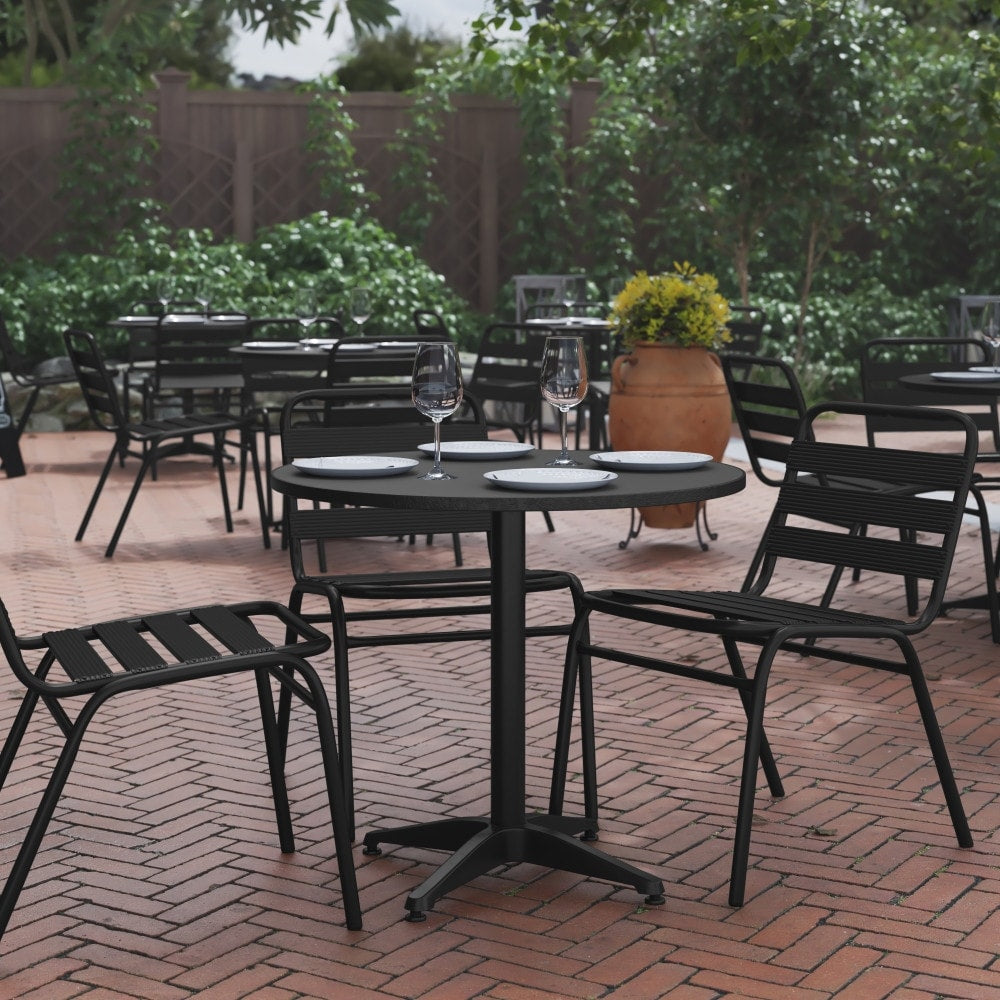 31.5 Inch Round Aluminum Indoor Outdoor Table With Base