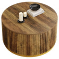 31.5 Round Coffee Table Fluted Wooden Center Table
