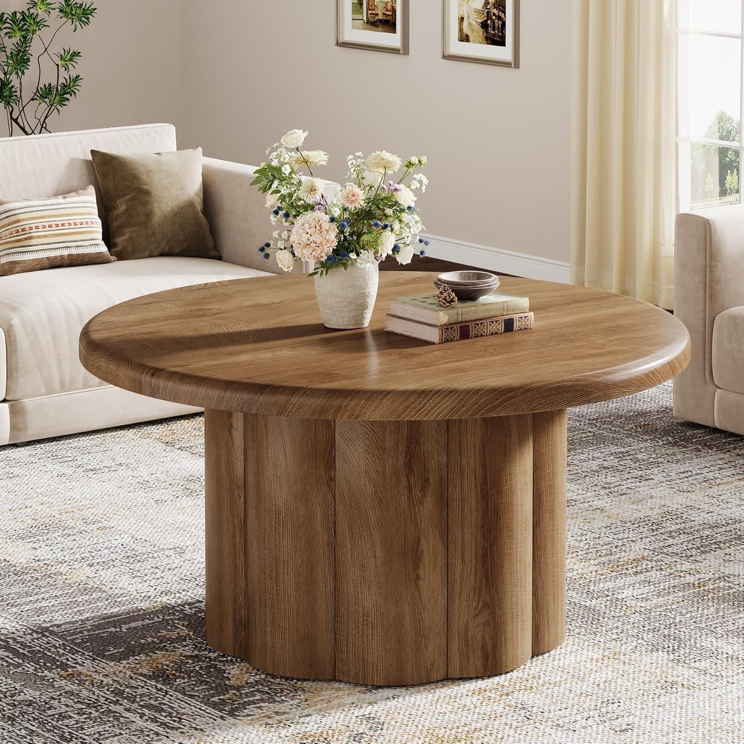 31.5 Round Coffee Table Modern Circle Center Table For Living Room Apartment Small Space 31.5 L X 31.5 W X 17.72 H