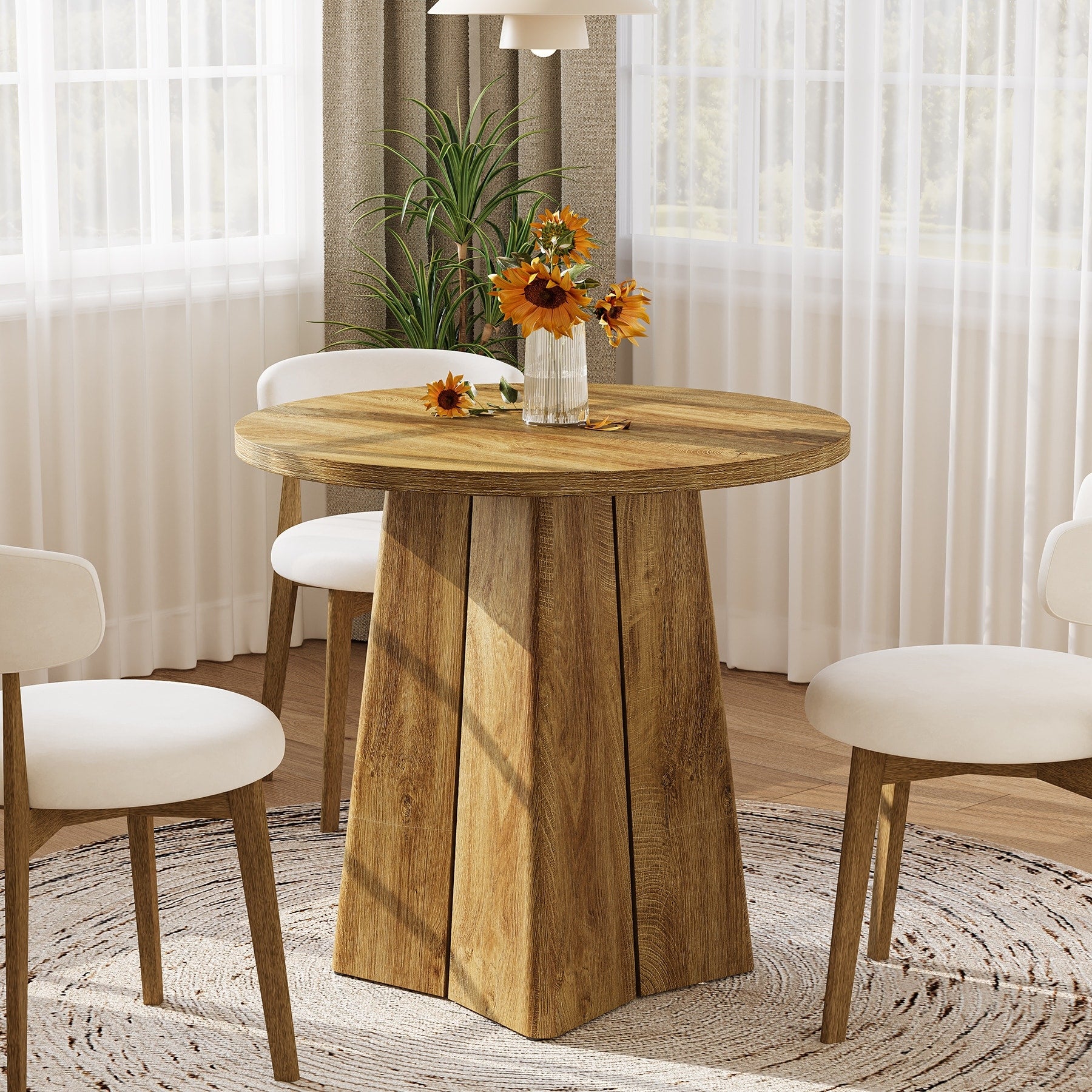 31.5 Round Dining Table For 2 People Farmhouse Dining Room Table