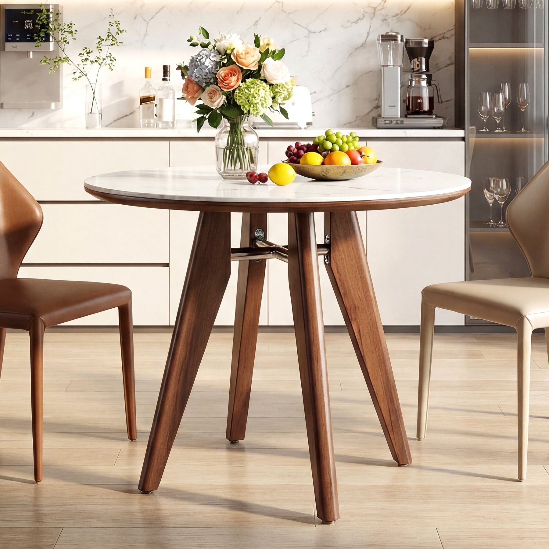 31.5 Round Dining Table Modern Kitchen Table With Solid Wood Legs For Dining Room Living Room