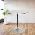 31.5 Round Glass Table With 29H Chrome Base Clear Chrome