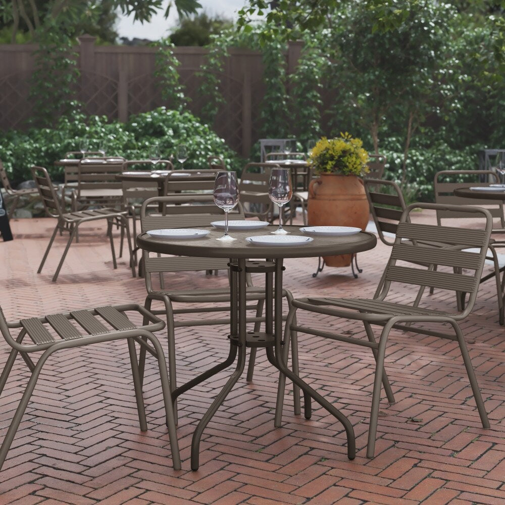 31.5 Inch Round Tempered Glass Metal Table
