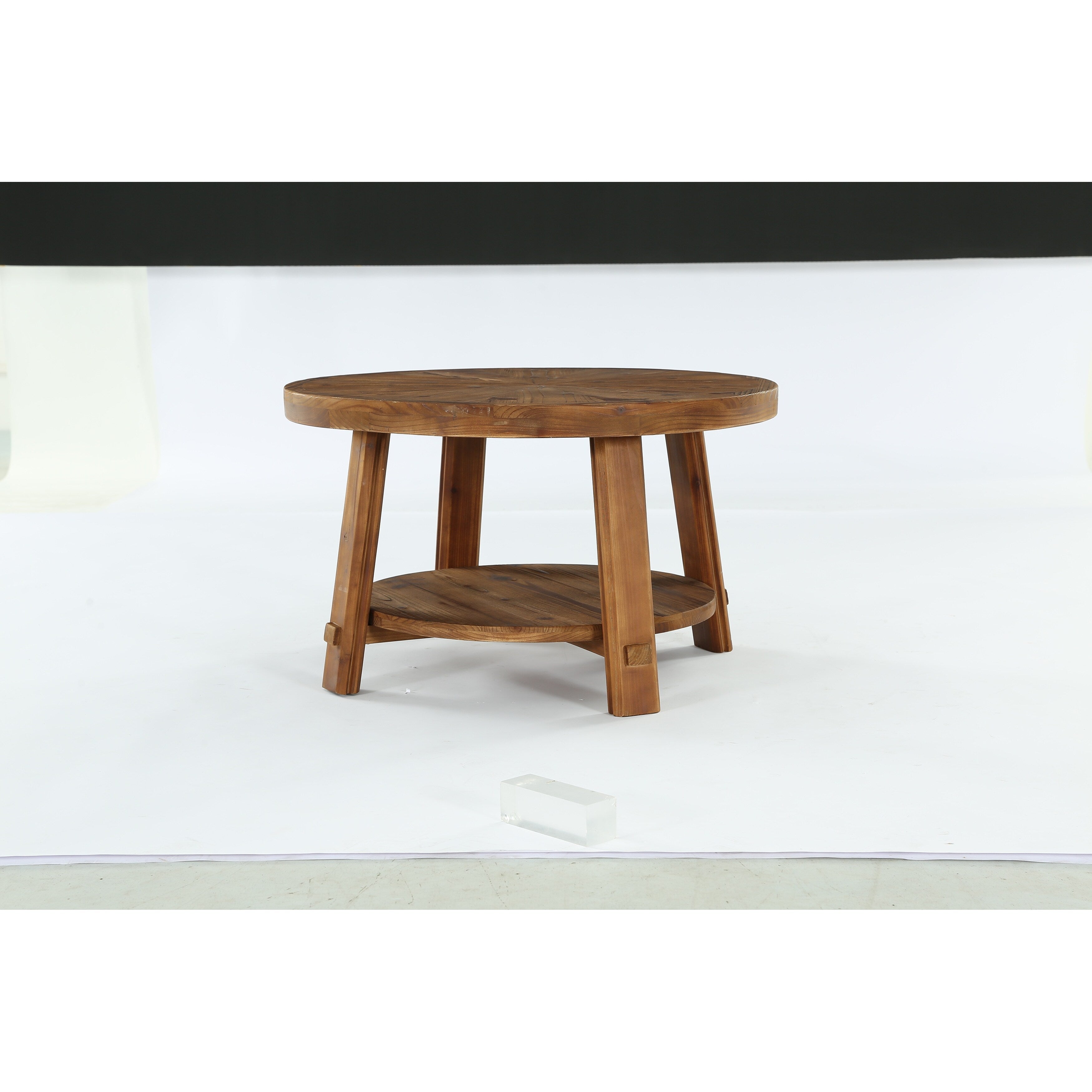 31.5 Solid Wood Coffee Table With 2 Tier Storage