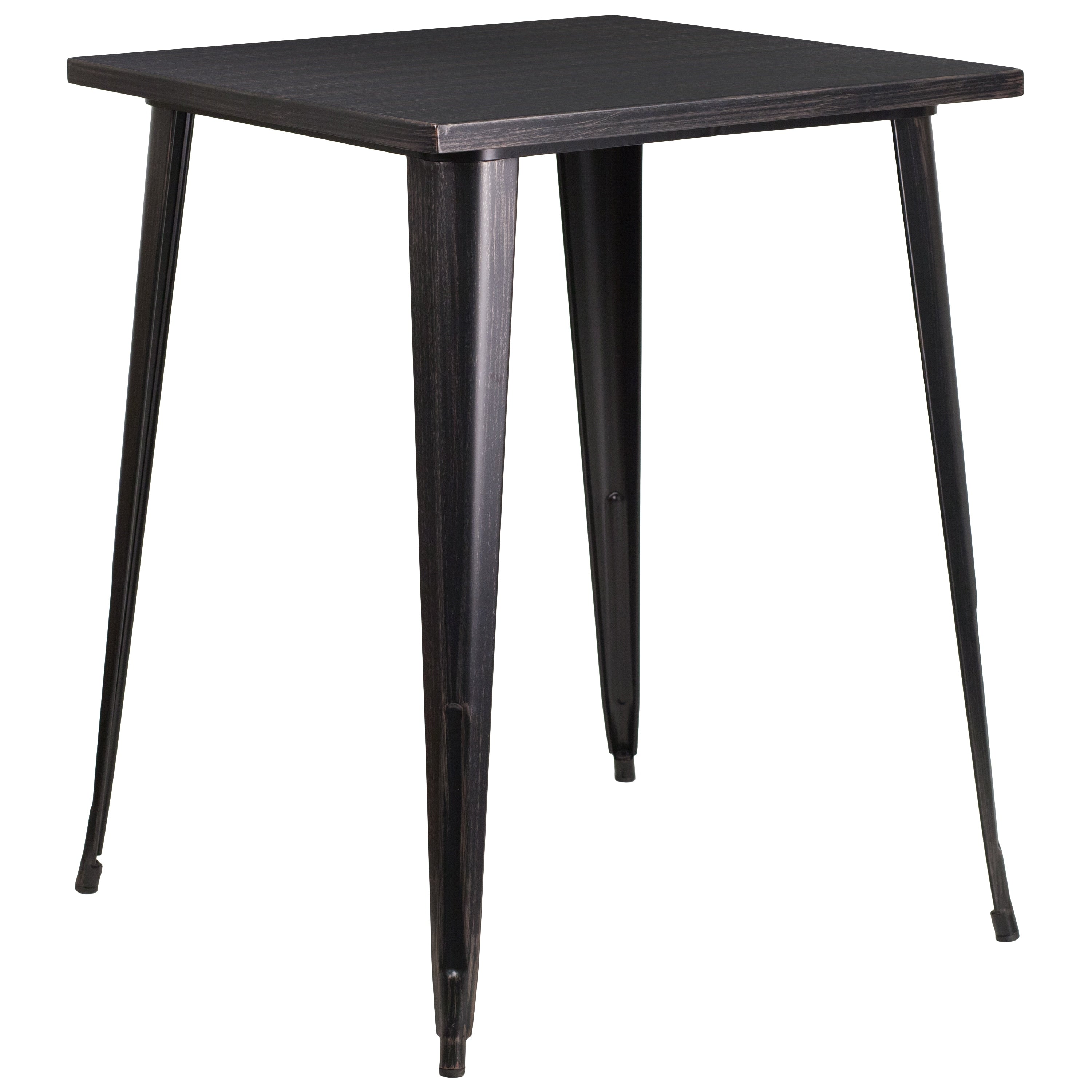 31.5 Inch Square Bar Height Black Antique Gold Metal Indoor Outdoor Table