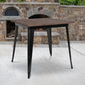 31.5 Square Metal Indoor Table With Rustic Wood Top