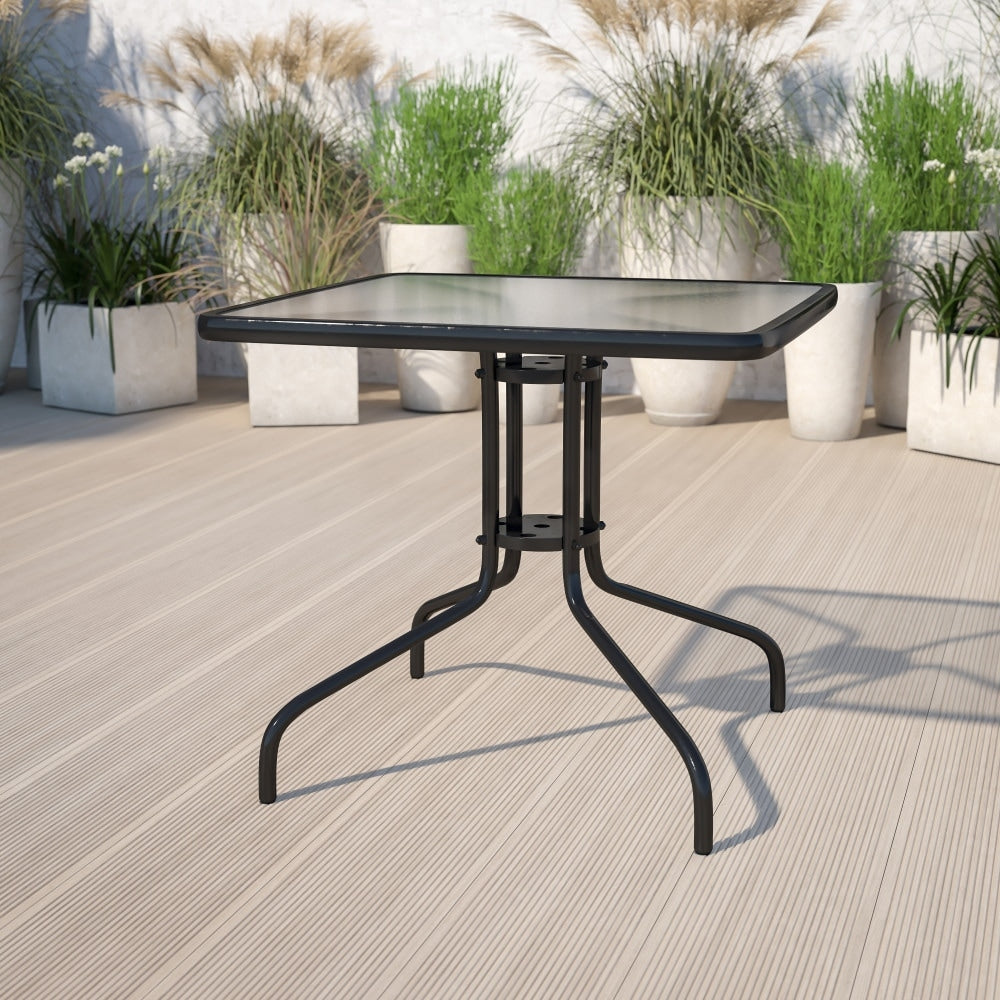 31.5 Inch Square Tempered Glass Metal Table