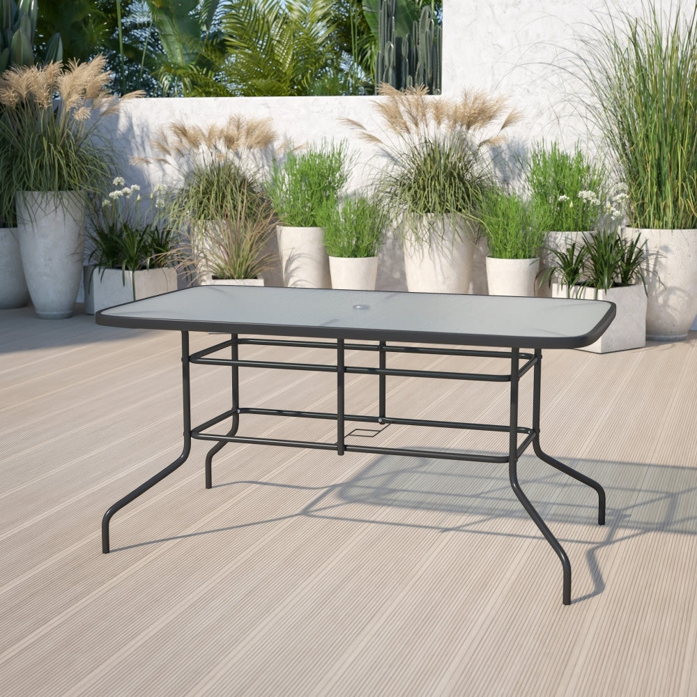 31.5 X 55 Rectangular Tempered Glass Metal Table