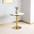 31.5 Mid Century Modern Pedestal Table Multi Functional Dining Table For 4 6 People Large Coffee Table White Mdf Cremic Top