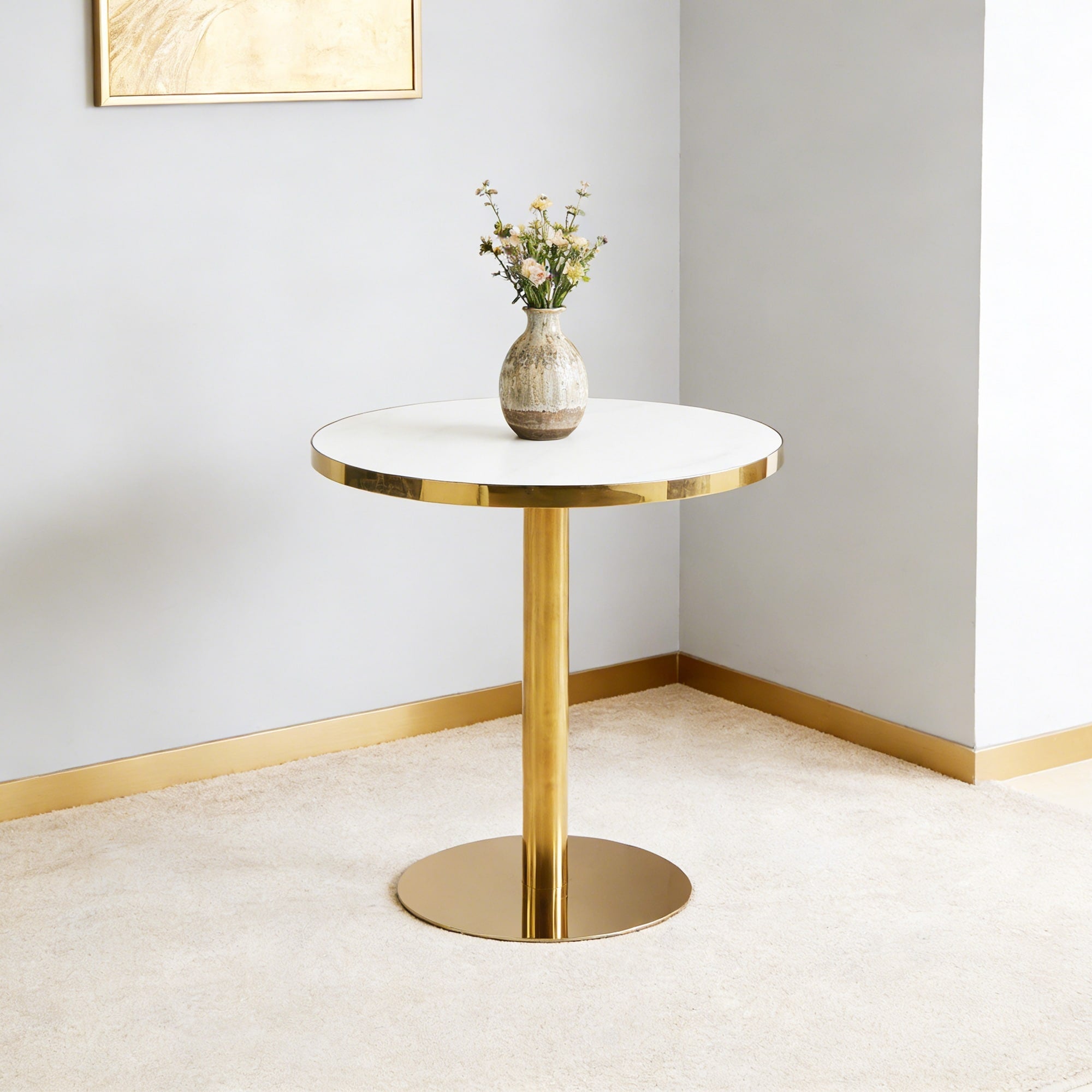 31.5 Mid Century Modern Pedestal Table Multi Functional Dining Table For 4 6 People Large Coffee Table White Mdf Cremic Top
