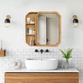 31.5 23.82 Wood Wall Mounted Mirror Cabinet With Storage Shelves