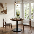 31.5 Round Kitchen Dining Table Solid Wood Top Metal Pedestal Base