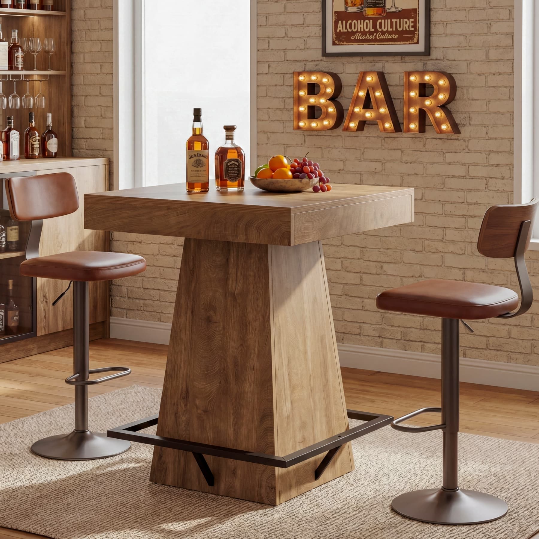 31.5 Square Bar Table Counter Height Pub Table Withfootrest For Small Bars