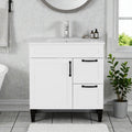 31.9 Bathroom Vanity With Ceramic Sink 2 Drawers And 1 Door Soft Close Storage Cabinet Black Hardware