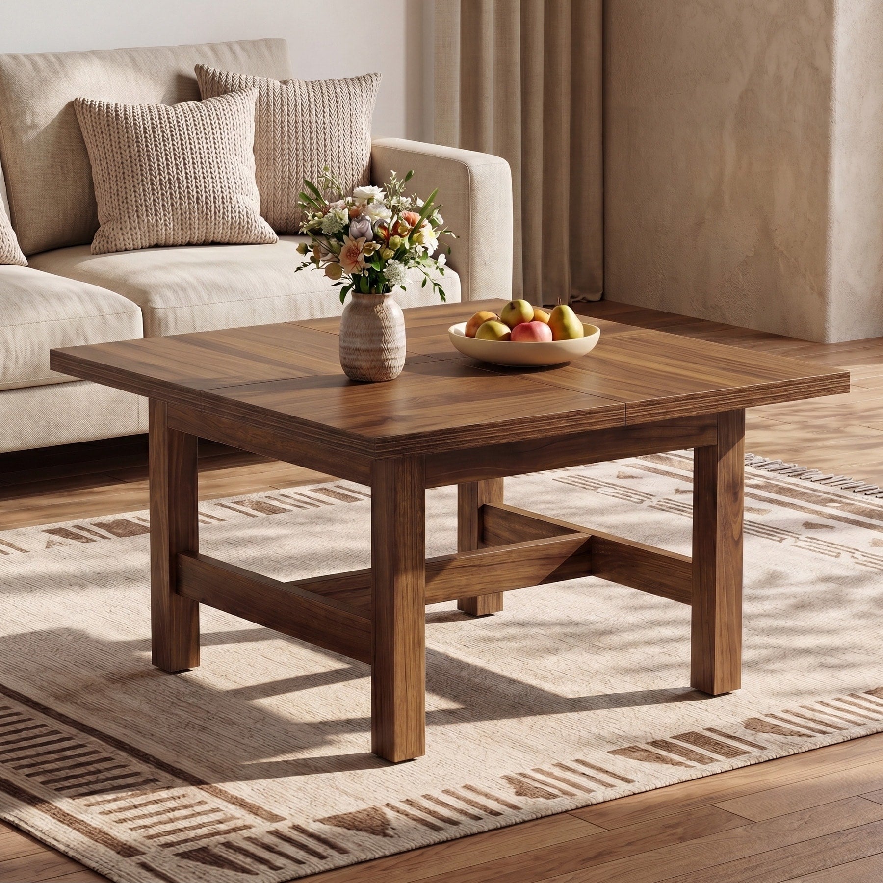 31 Square Wood Coffee Table For Living Room Farmhouse Center Table For Home Office Small Apartment