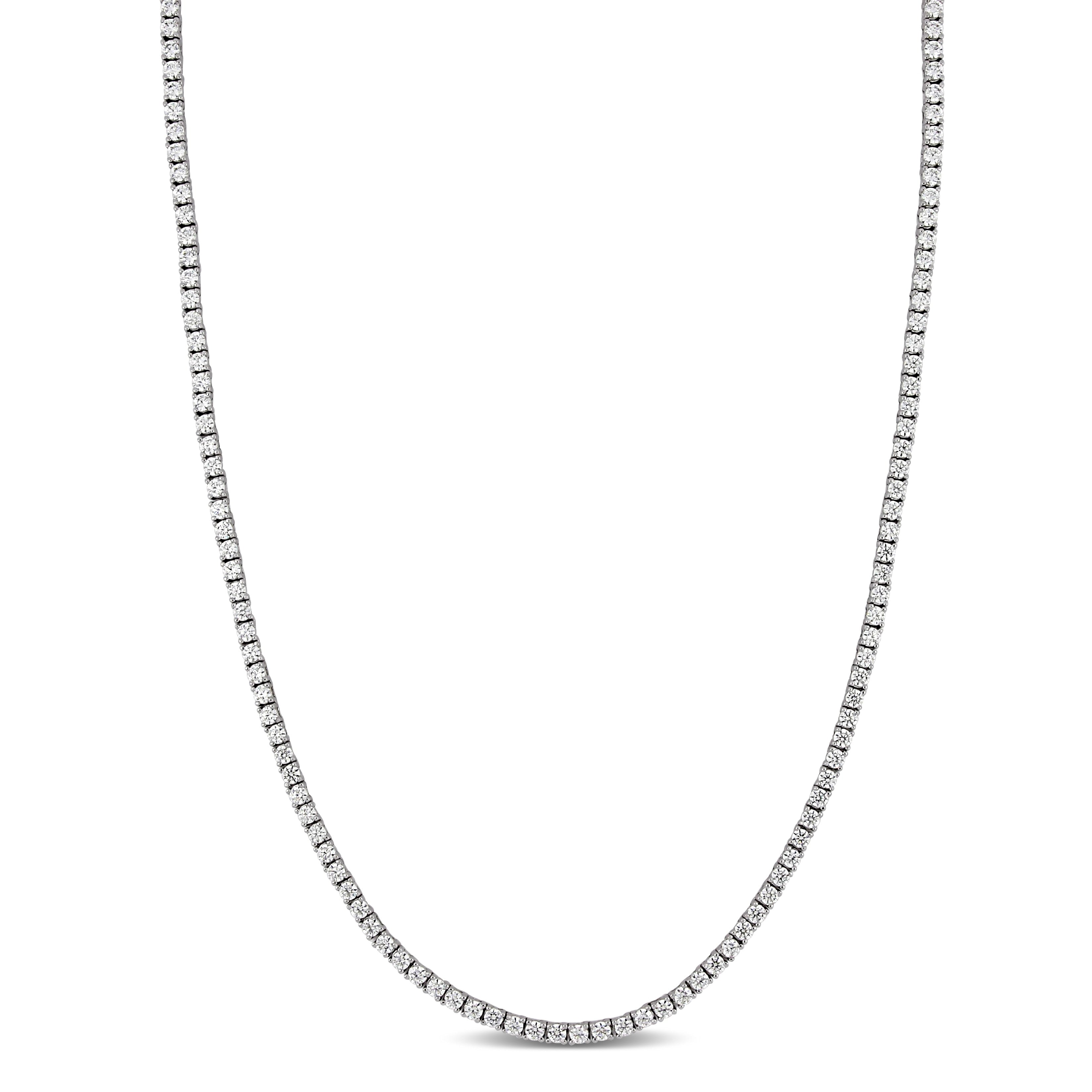 32 1 3 Tw Cubic Zirconia Classic Tennis Necklace In Sterling Silver By Miadora
