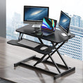 32 Inch Desk Converter Height Adjustable Sit To Stand Riser Dual Monitor And Laptop Workstation With Wide Keyboard Tray