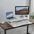 32 Inch Desk Converter Height Adjustable Sit To Stand Riser Dual Monitor And Laptop Workstation With Wide Keyboard Tray