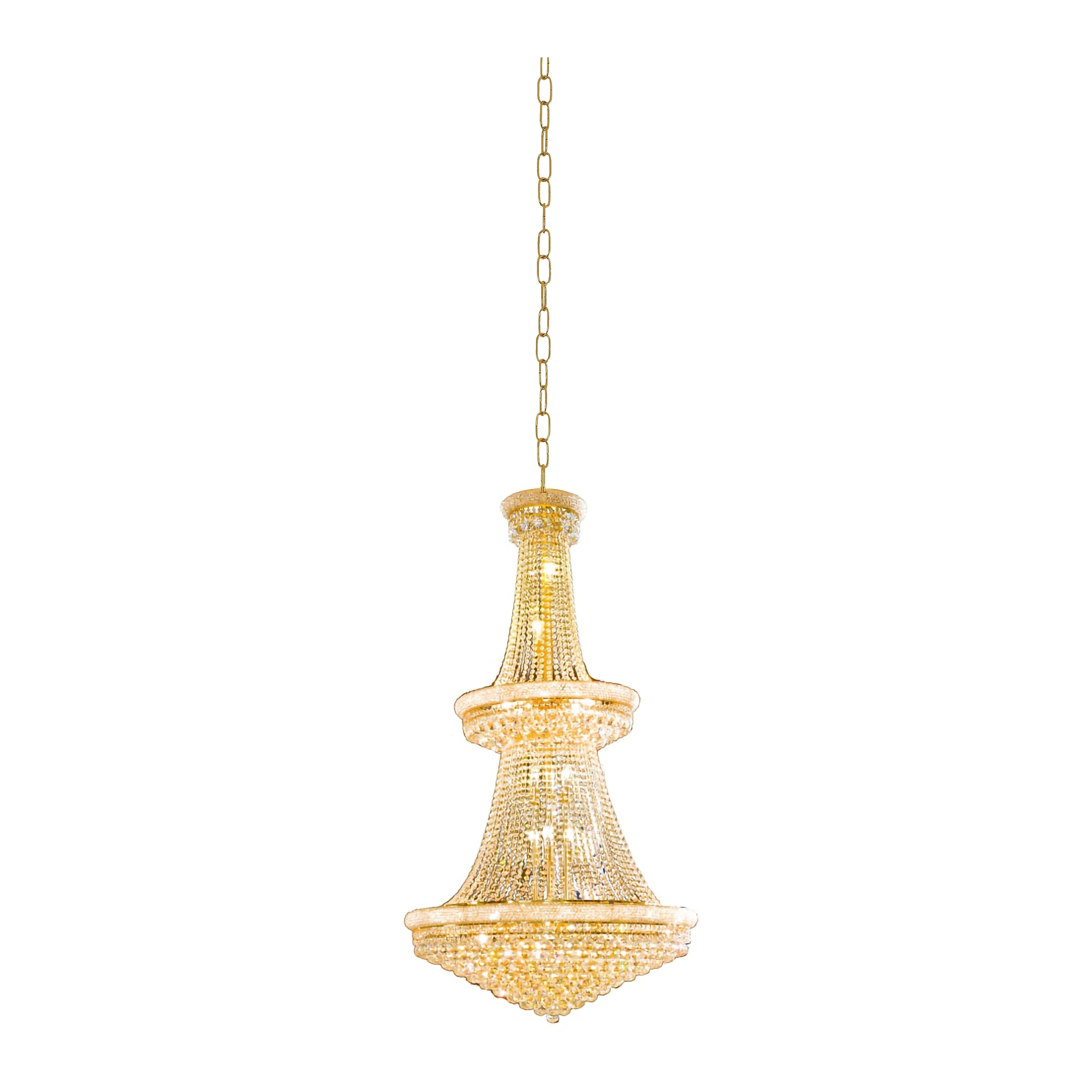 32 Light Gold Chandelier With Clear Crystals