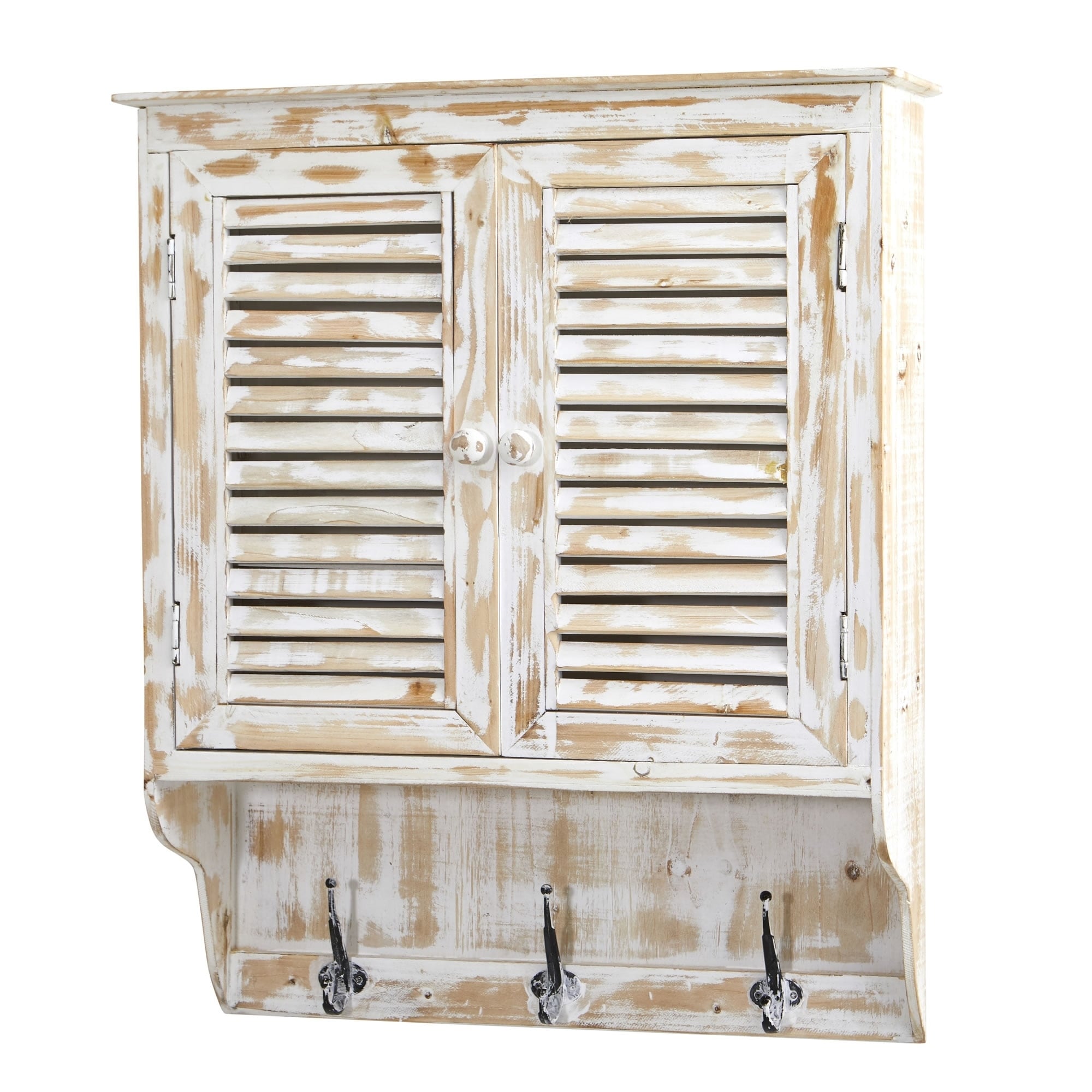 Nearly Natural Whitewash Wood 32 Inch Wall Cabinet