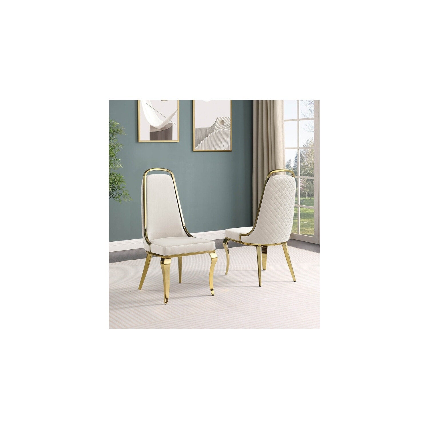 32 In.H Beige Finish Velvet Upholstery Square Barrel Chair Set Of 2 With Straight Arm 8 X 10