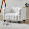 32 In.H Beige Finish Velvet Upholstery Square Barrel Chair Set Of 2 With Straight Arm 8 X 10