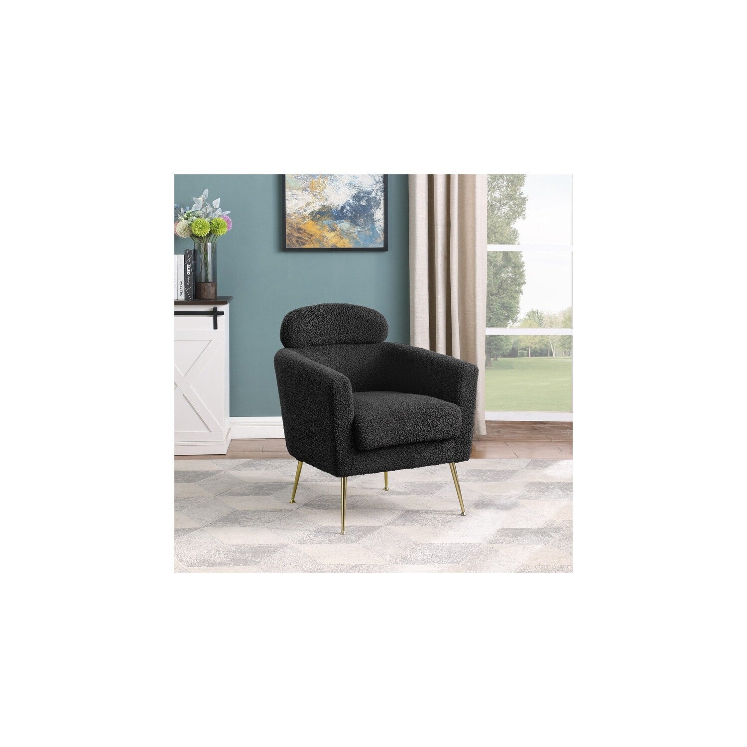 32 In.H Black Finish Fabric Upholstery Square Barrel Chair Set Of 2 With Straight Arm 8 X 10