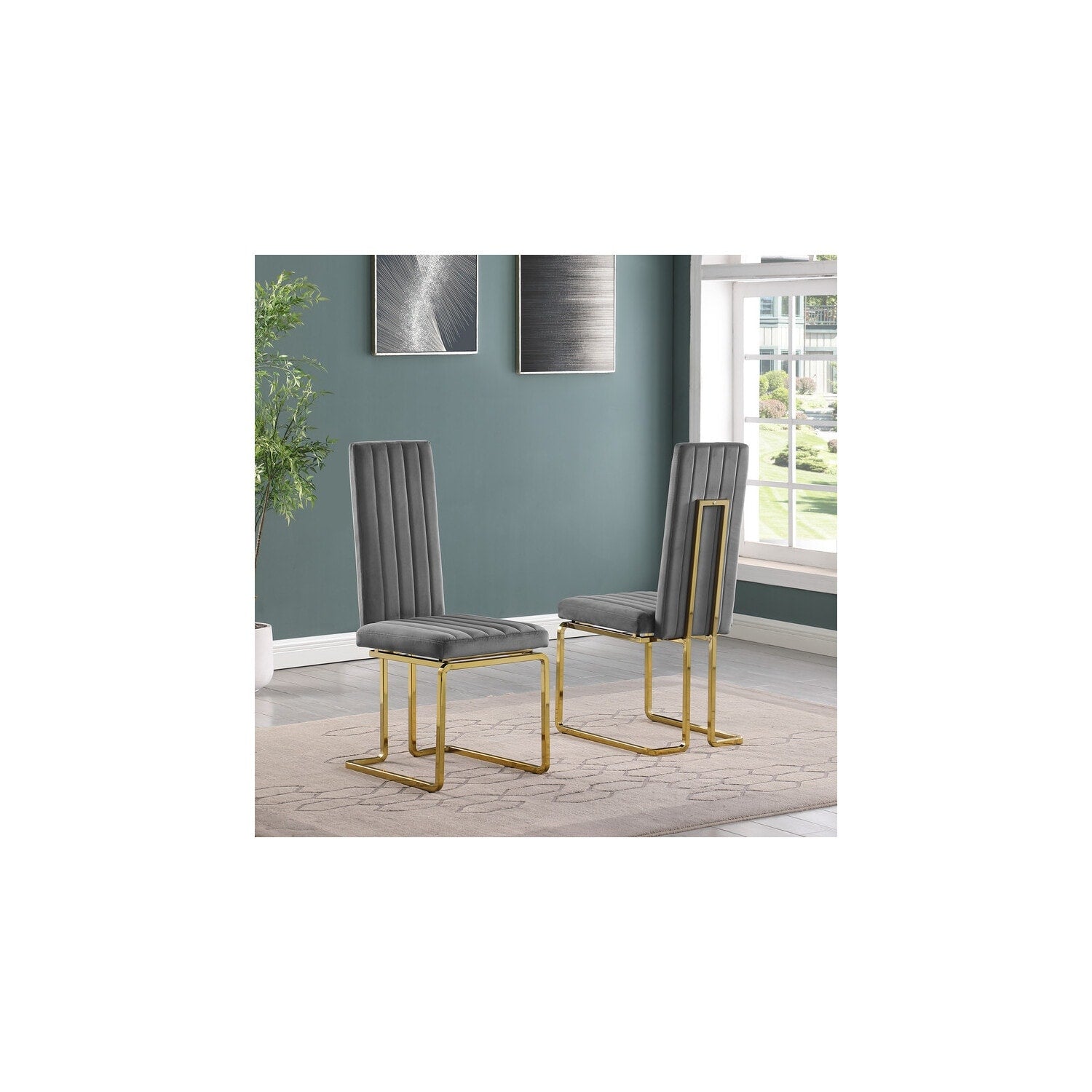 32 In.H Black Finish Velvet Upholstery Square Barrel Chair Set Of 2 With Straight Arm 8 X 10