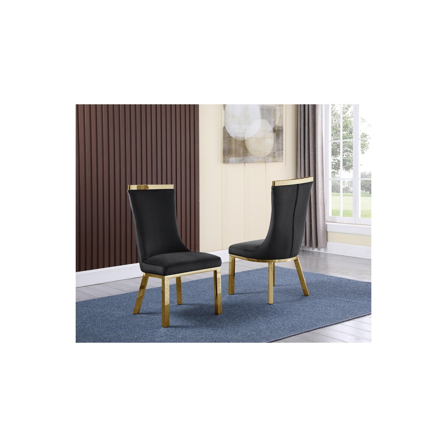 32 In.H Black Finish Velvet Upholstery Square Barrel Chair Set Of 2 With Straight Arm 8 X 10