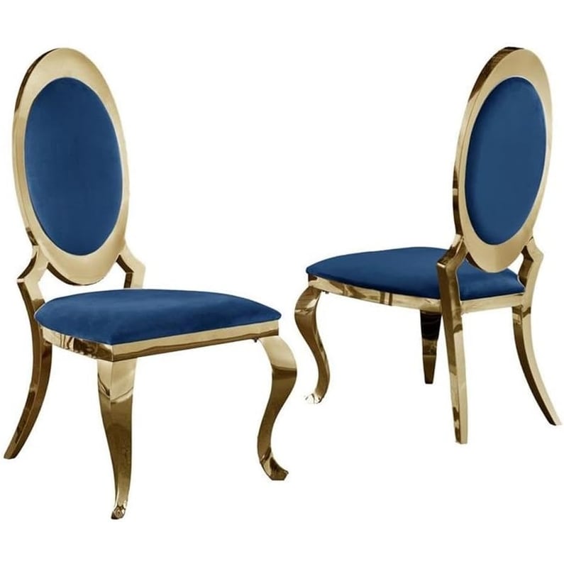 32 In.H Blue Finish Velvet Upholstery Oval Barrel Chair Set Of 2 With Straight Arm 8 X 10