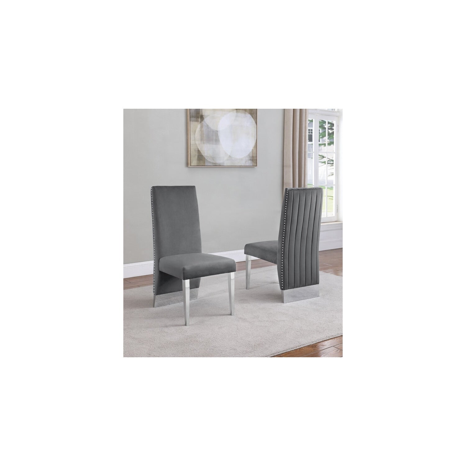 32 In.H Blue Finish Velvet Upholstery Oval Barrel Chair Set Of 2 With Straight Arm 8 X 10