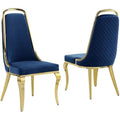 32 In.H Blue Finish Velvet Upholstery Square Barrel Chair Set Of 2 With Straight Arm 8 X 10