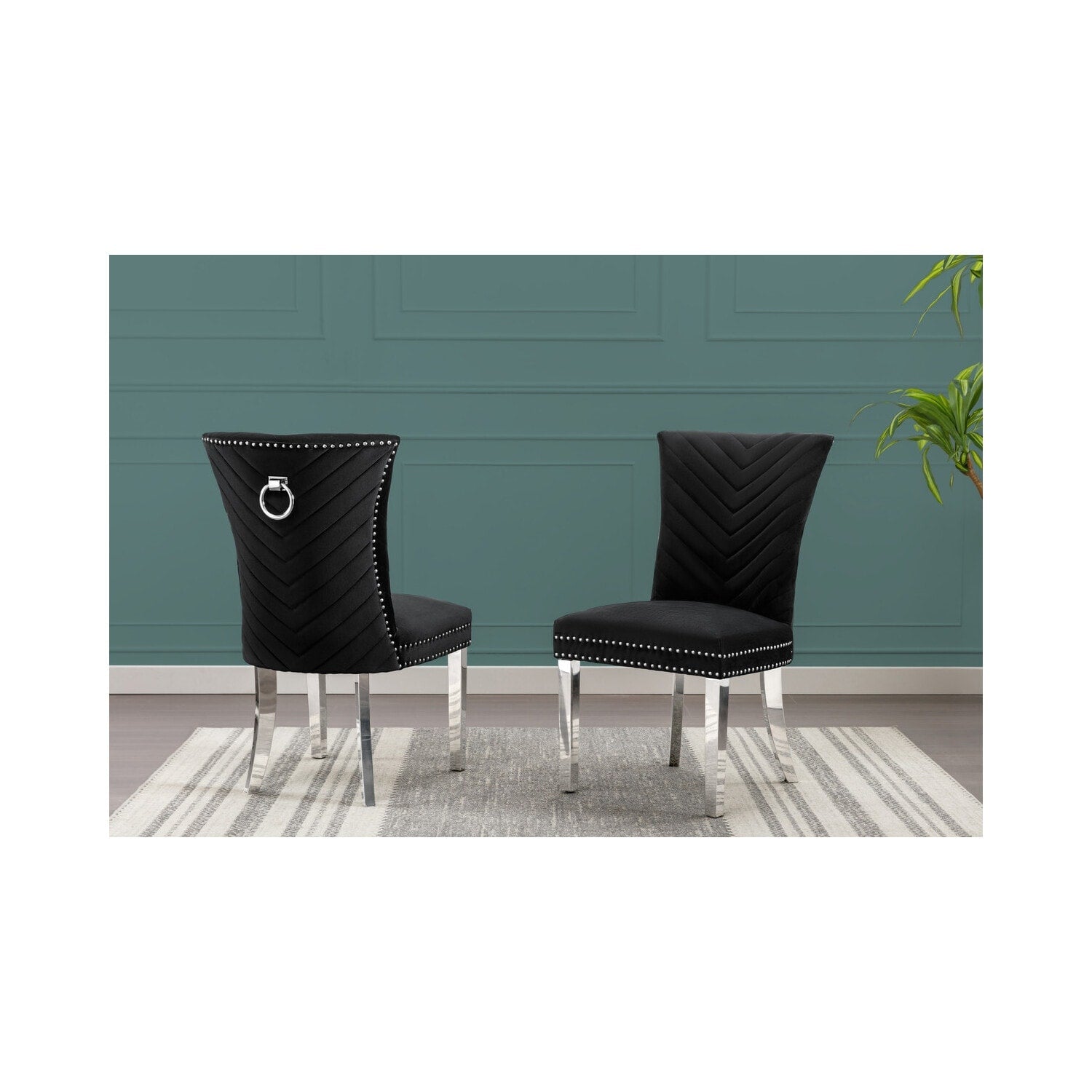 32 In.H Blue Finish Velvet Upholstery Square Barrel Chair Set Of 2 With Straight Arm 8 X 10