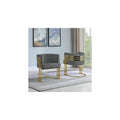 32 In.H Gray Finish Velvet Upholstery Square Barrel Chair Set Of 2 With Straight Arm 8 X 10