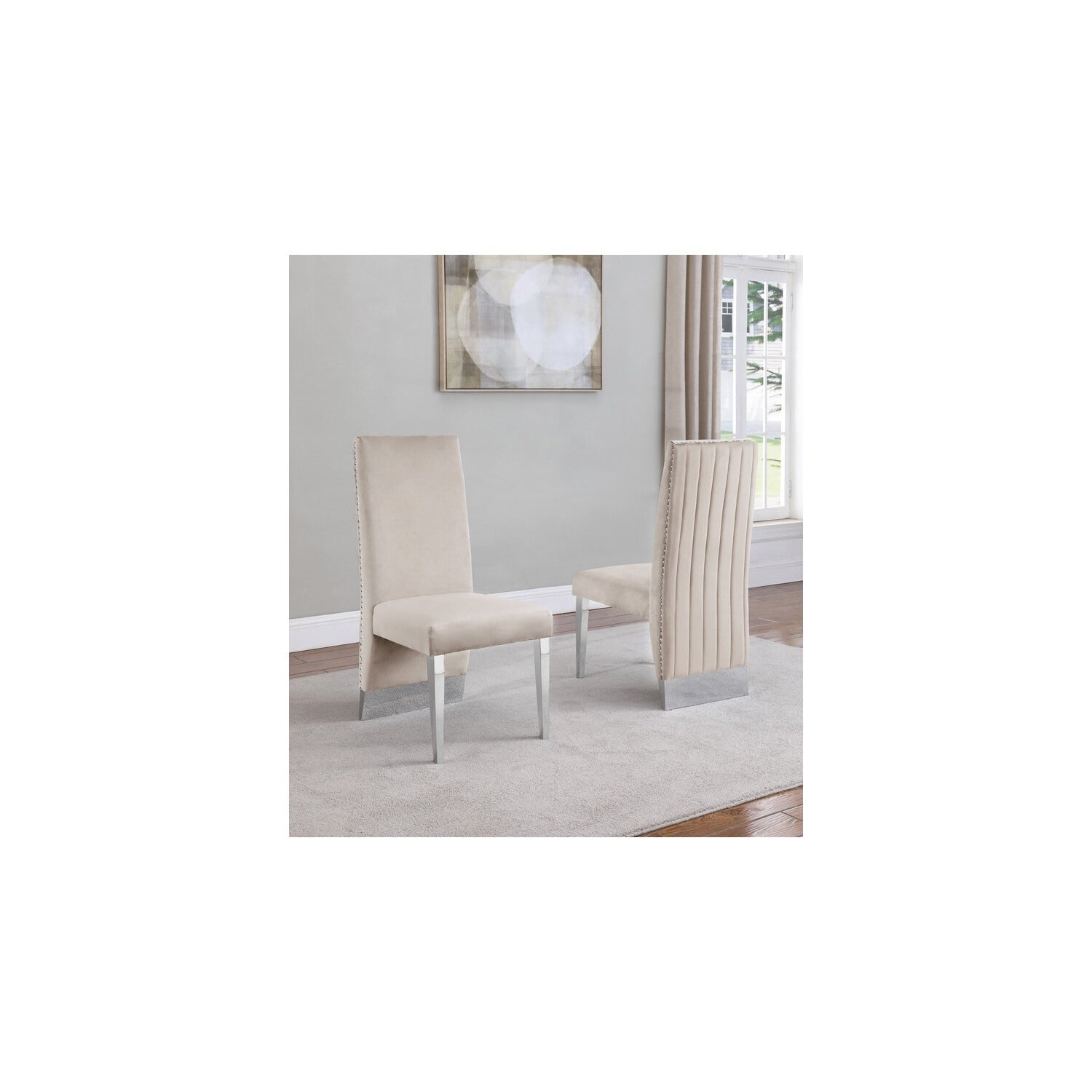 32 In.H Gray Finish Velvet Upholstery Square Barrel Chair Set Of 2 With Straight Arm 8 X 10