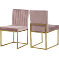 32 In.H Pink Finish High Upholstered Back Armless Dining Chair With Velvet Seat Material