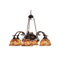32.5 Inch Wide Tiffany Fishscale 6 Lt Chandelier